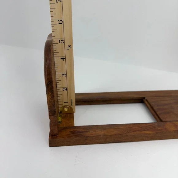 Hand Carved Wooden Elephant Sliding Bookrack Adjustable Folding Book Ends Brown - Picture 6 of 10